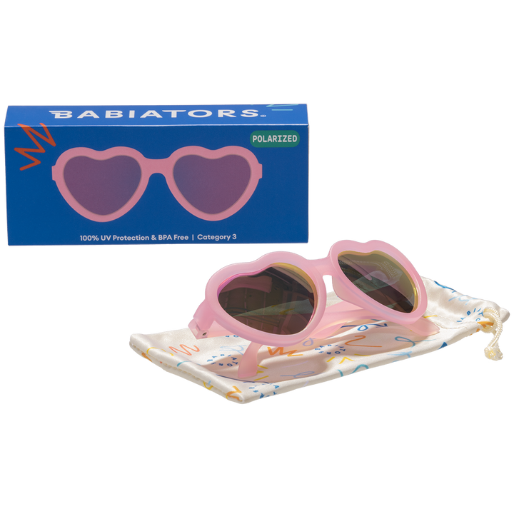 Frosted Pink Heart | Polarized Purple Mirrored Lenses Babiators Sunglasses Sunglasses Frosted Pink Heart | Polarized Purple Mirrored Lenses Bonjour Fete - Party Supplies