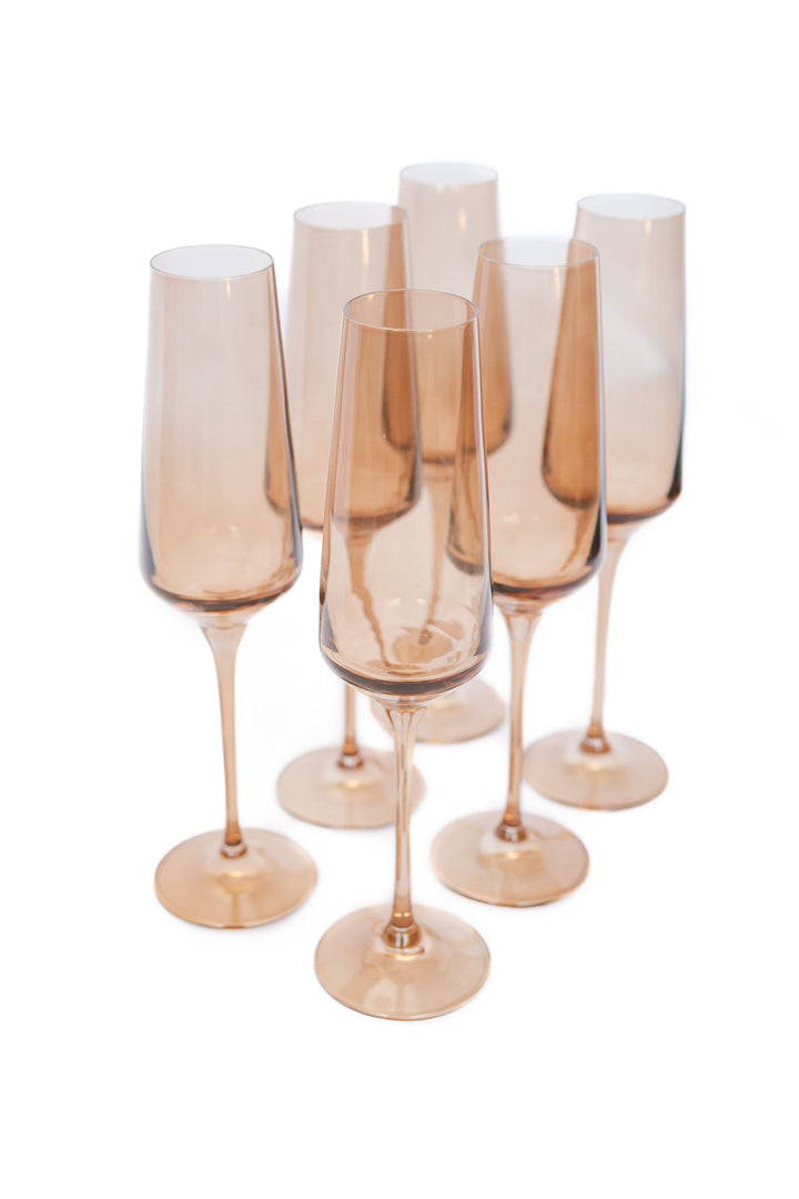 Estelle Colored Champagne Flute - Set of 6 {Mocha Mousse (Our Amber Smoke)}
