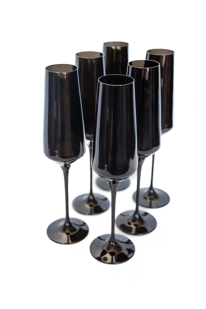 Black Champagne Flute Set