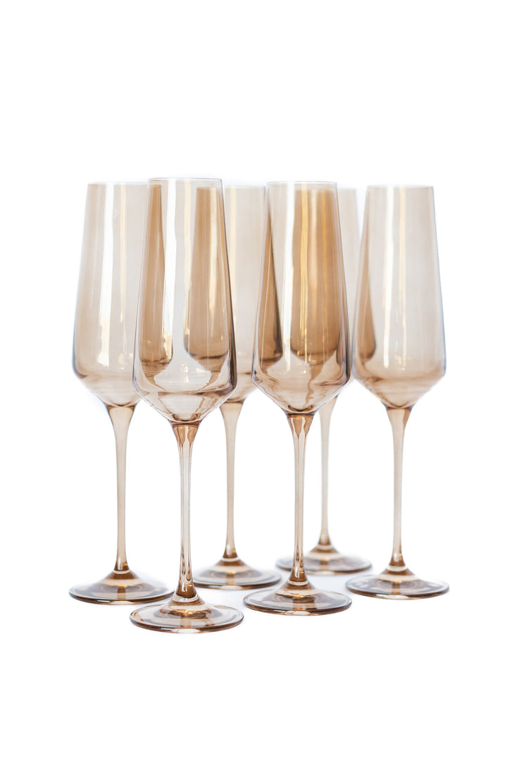 Estelle Colored Champagne Flute - Set of 6 {Mocha Mousse (Our Amber Smoke)}