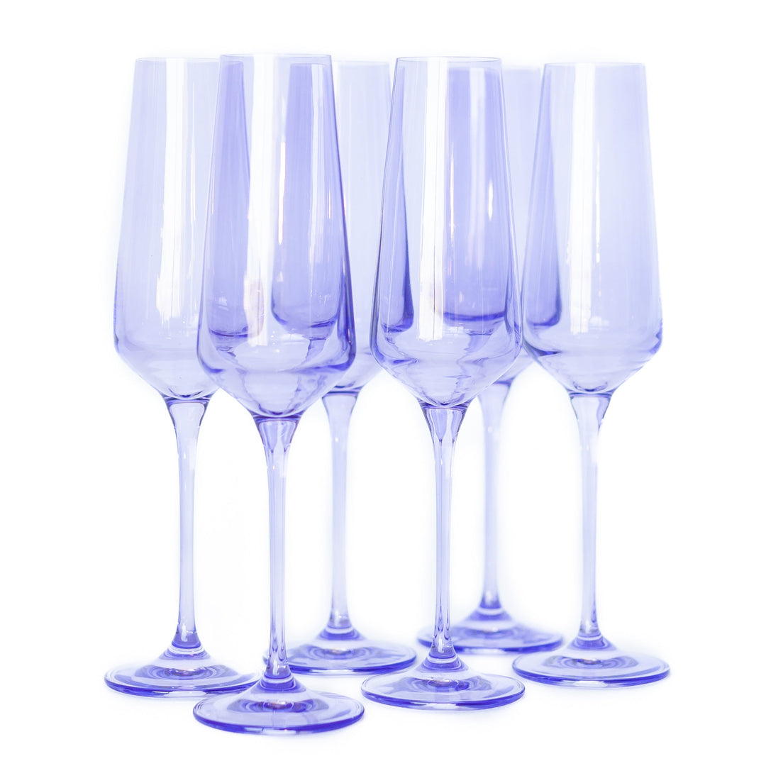 Estelle Colored Champagne Flute - Set of 6 {Lavender} Estelle Colored Glass Estelle Colored Champagne Flute - Set of 6 {Lavender} Bonjour Fete - Party Supplies