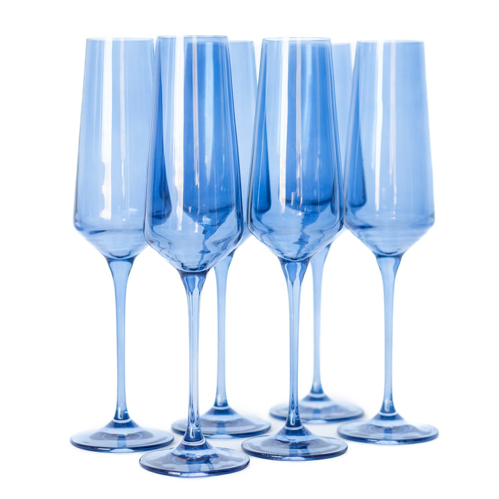 Estelle Colored Champagne Flute - Set of 6 {Cobalt Blue} Estelle Colored Glass Drinkware Estelle Colored Champagne Flute - Set of 6 {Cobalt Blue} Bonjour Fete - Party Supplies