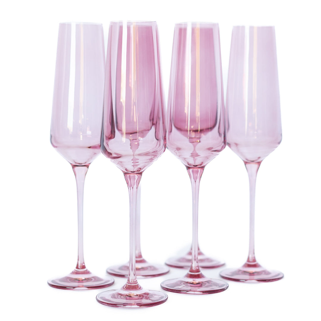 Estelle Colored Champagne Flute - Set of 6 {Rose} Estelle Colored Glass Drinkware Estelle Colored Champagne Flute - Set of 6 {Rose} Bonjour Fete - Party Supplies