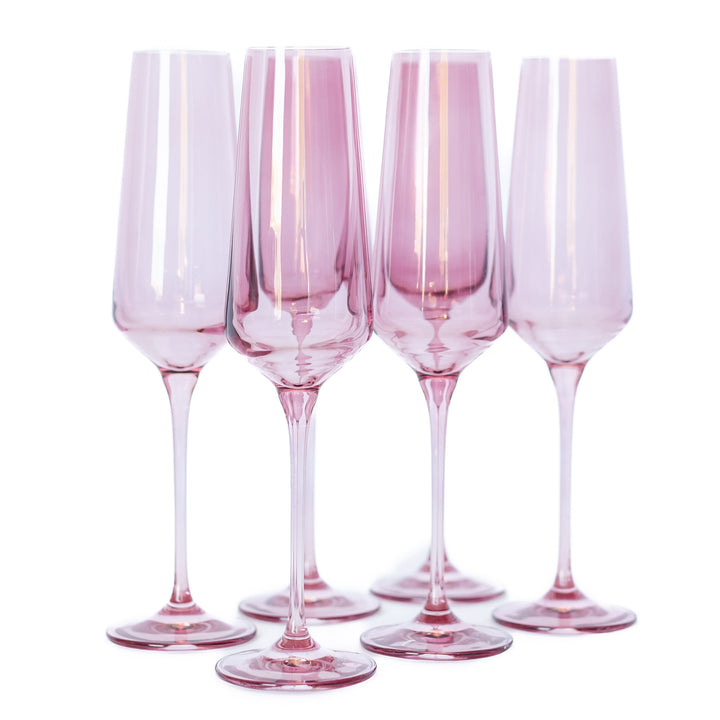 Estelle Colored Champagne Flute - Set of 6 {Rose} Estelle Colored Glass Drinkware Estelle Colored Champagne Flute - Set of 6 {Rose} Bonjour Fete - Party Supplies