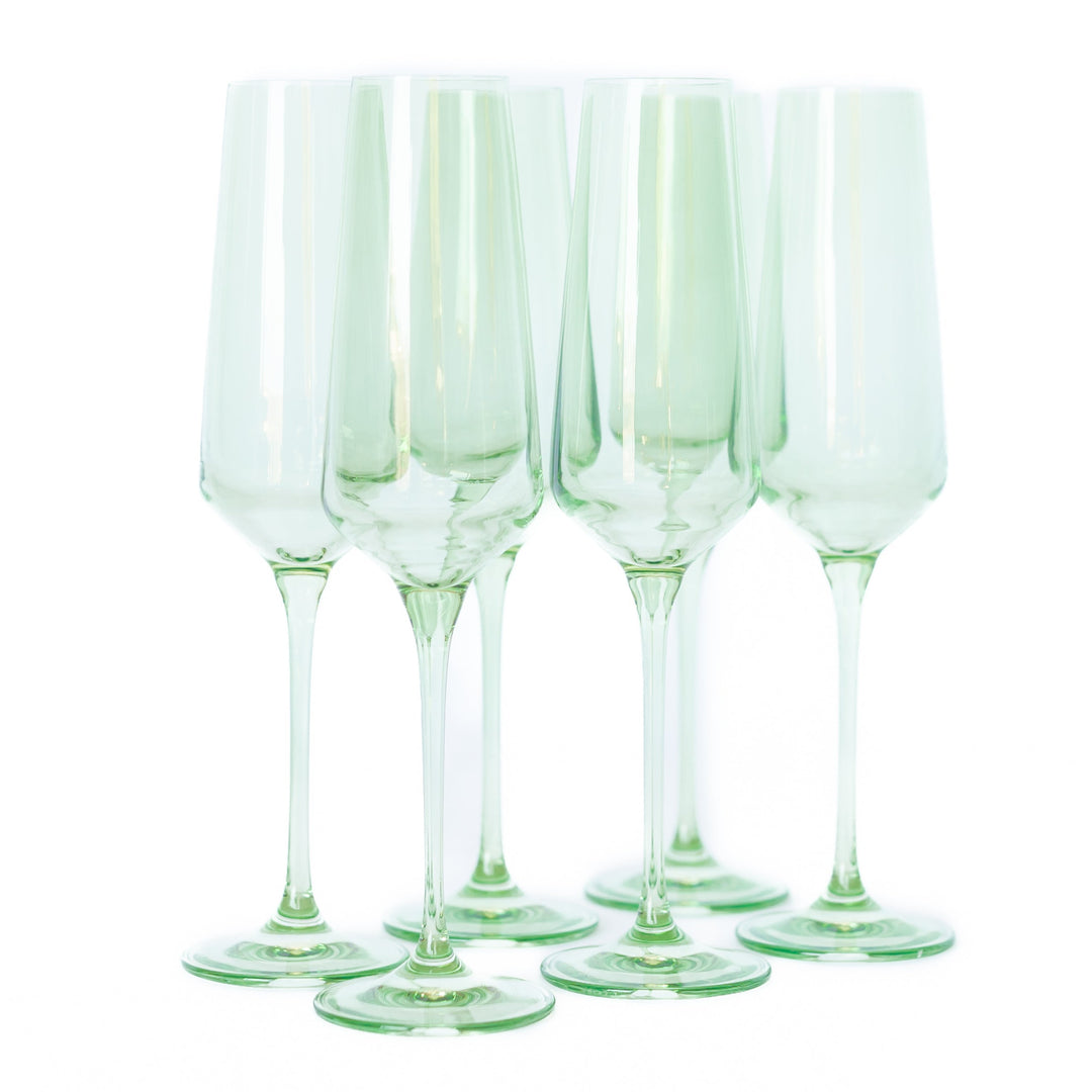 Estelle Colored Champagne Flute - Set of 6 {Mint Green} Estelle Colored Glass Drinkware Estelle Colored Champagne Flute - Set of 6 {Mint Green} Bonjour Fete - Party Supplies