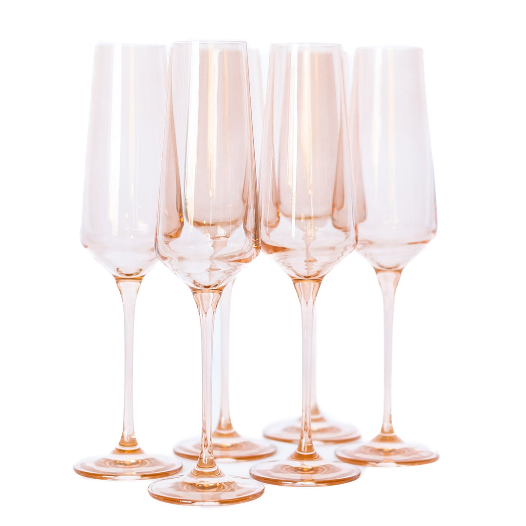 Estelle Colored Champagne Flute - Set of 6 {Blush Pink} Estelle Colored Glass Drinkware Estelle Colored Champagne Flute - Set of 6 {Blush Pink} Bonjour Fete - Party Supplies