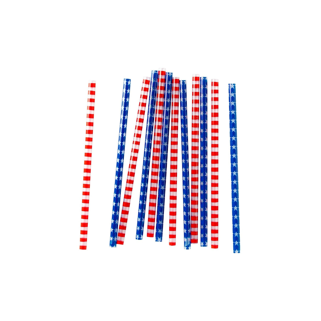 RED STRIPE/BLUE STAR REUSABLE STRAWS My Mind’s Eye 0 Faire RED STRIPE/BLUE STAR REUSABLE STRAWS Bonjour Fete - Party Supplies