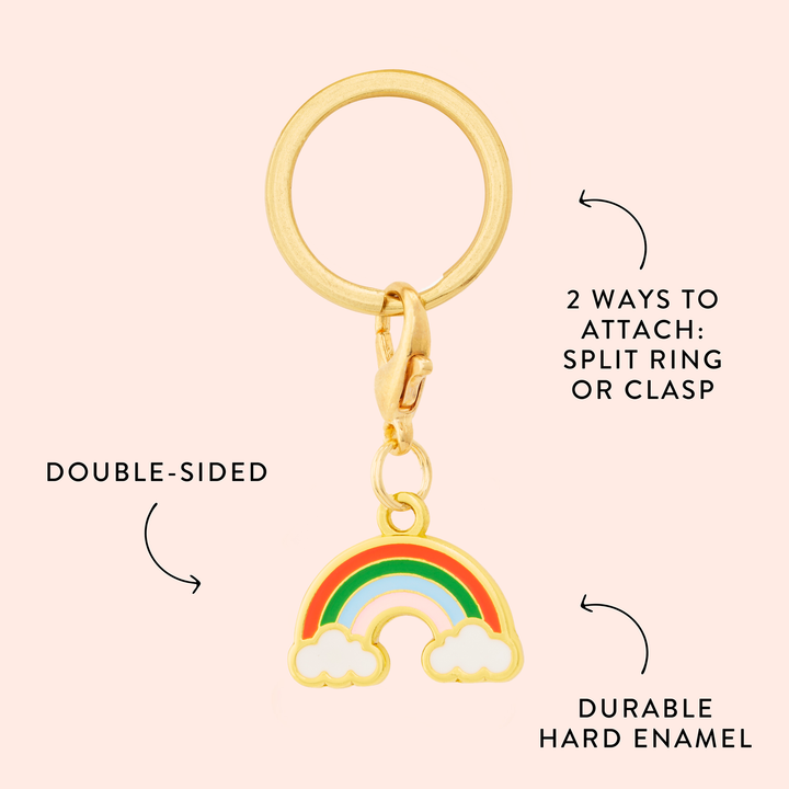 Rainbow charm features and details callout
