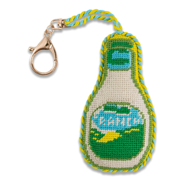 Needlepoint ranch dressing bag charm with a lobster clasp