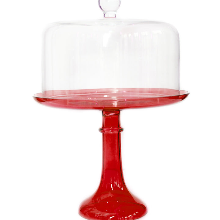 Estelle Cake Stand {Red} Estelle Colored Glass Cake Stand CAKE STAND Estelle Cake Stand {Red} Bonjour Fete - Party Supplies