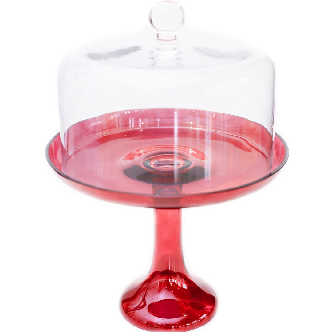 Estelle Cake Stand {Red} Estelle Colored Glass Cake Stand CAKE STAND Estelle Cake Stand {Red} Bonjour Fete - Party Supplies