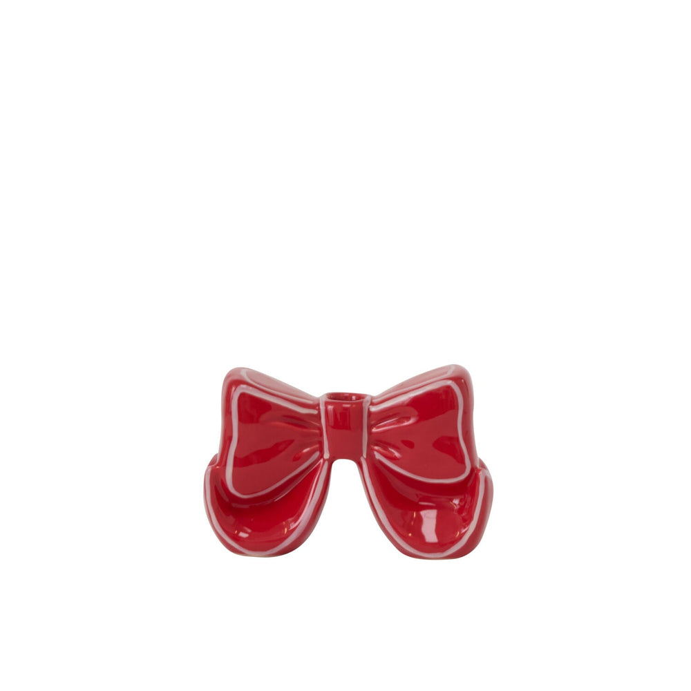 RED BOW CANDLE HOLDER Accent Decor RED BOW CANDLE HOLDER Bonjour Fete - Party Supplies