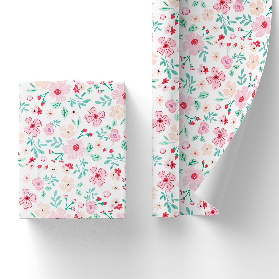 PINK & RED FLORAL GIFT WRAP Bonjour Fête Gift Wrapping PINK & RED FLORAL GIFT WRAP Bonjour Fete - Party Supplies