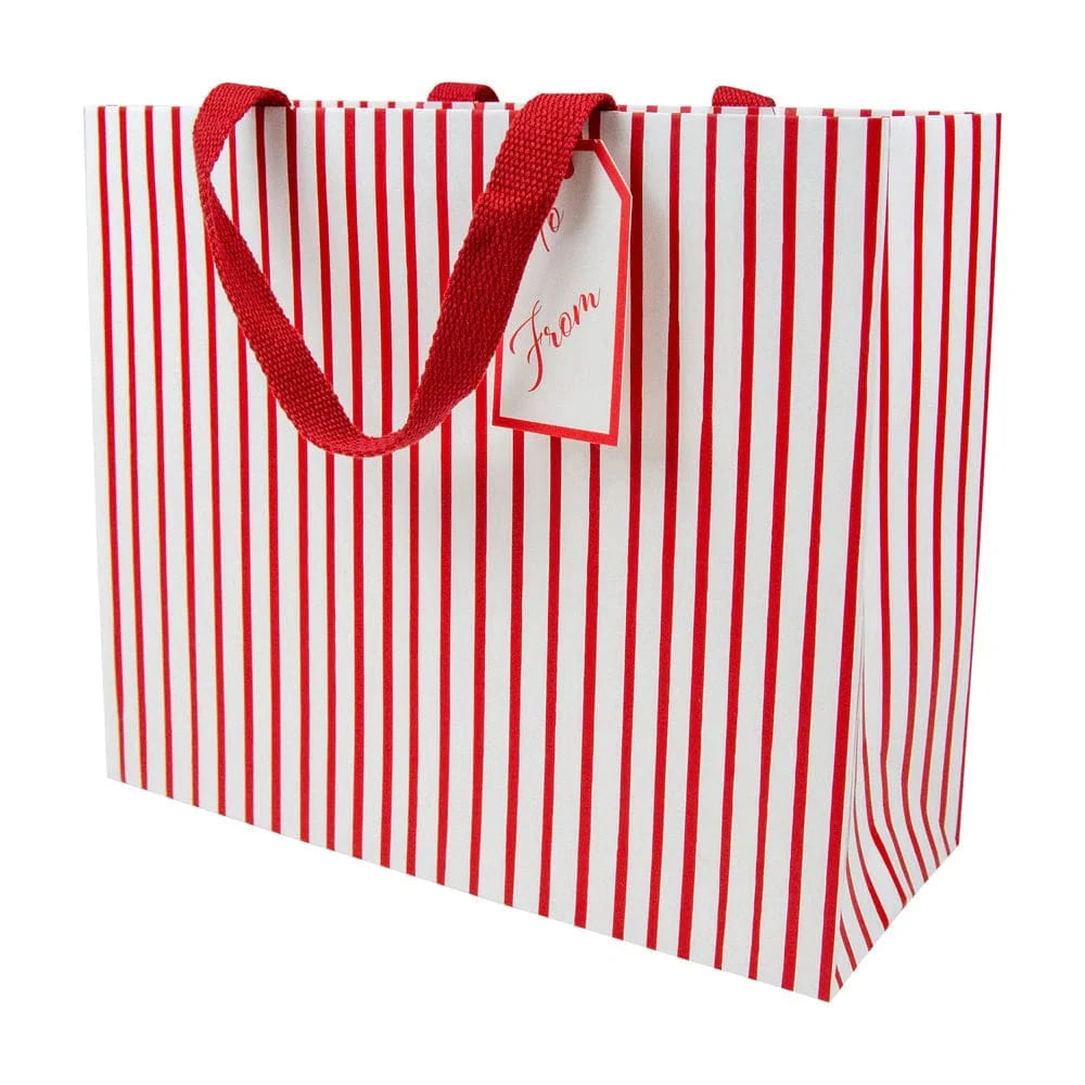 RED & WHITE STRIPE LARGE GIFT BAG Caspari RED & WHITE STRIPE LARGE GIFT BAG Bonjour Fete - Party Supplies