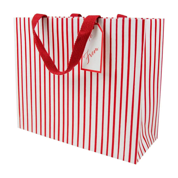 RED & WHITE STRIPE LARGE GIFT BAG Caspari RED & WHITE STRIPE LARGE GIFT BAG Bonjour Fete - Party Supplies