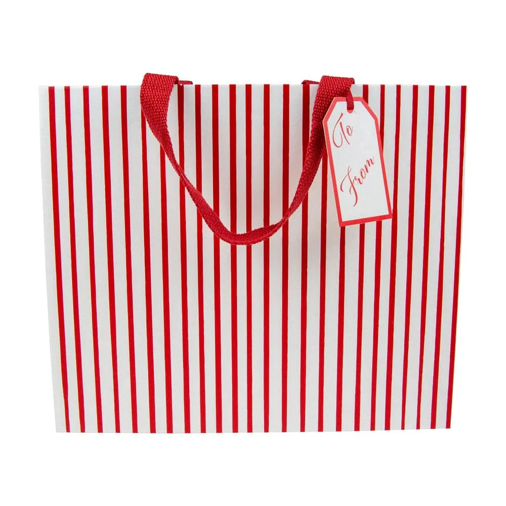 RED & WHITE STRIPE LARGE GIFT BAG Caspari RED & WHITE STRIPE LARGE GIFT BAG Bonjour Fete - Party Supplies