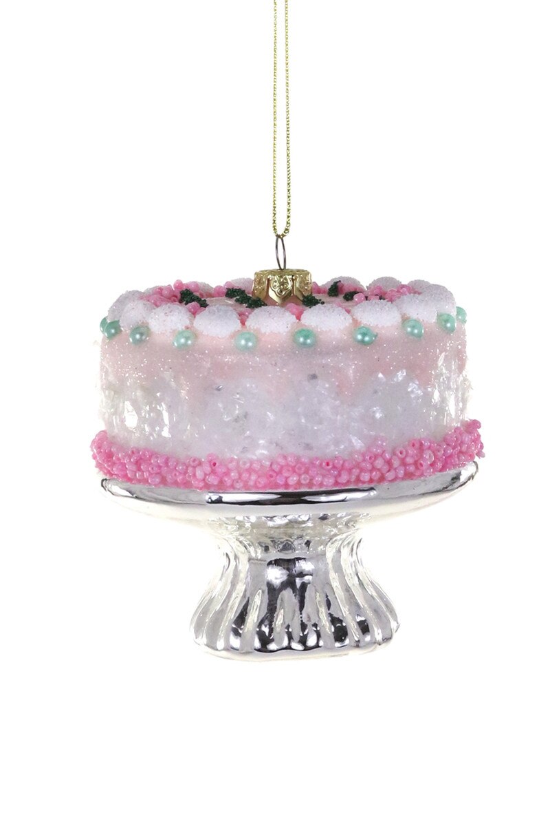 RETRO PINK CAKE GLASS ORNAMENT BY CODY FOSTER Cody Foster Co. RETRO PINK CAKE GLASS ORNAMENT BY CODY FOSTER Bonjour Fete - Party Supplies