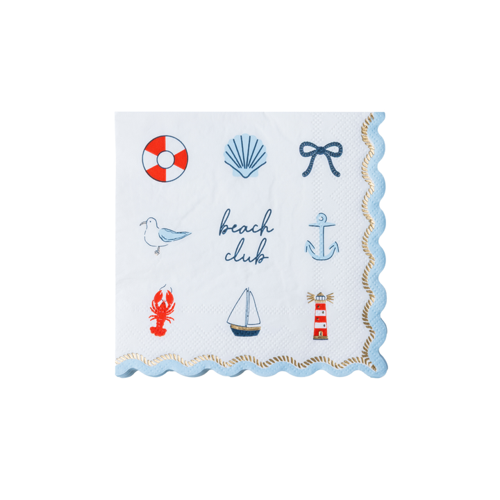 Beach Club Costal Sailing Napkin- Bonjour Fete Party Supplies
