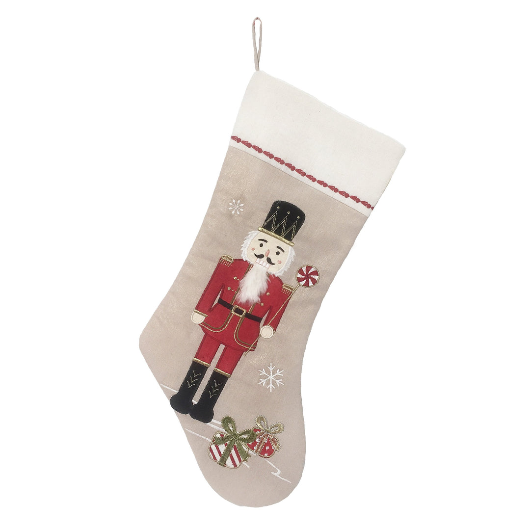 Red Nutcracker Stocking MON AMI Stocking Red Nutcracker Stocking Bonjour Fete - Party Supplies