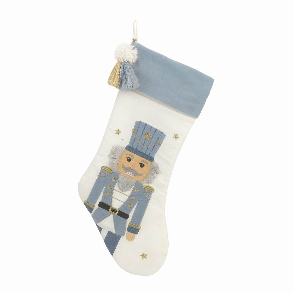 Tassled Nutcracker Stocking - Winter Blue MON AMI STOCKINGS Tassled Nutcracker Stocking - Winter Blue Bonjour Fete - Party Supplies