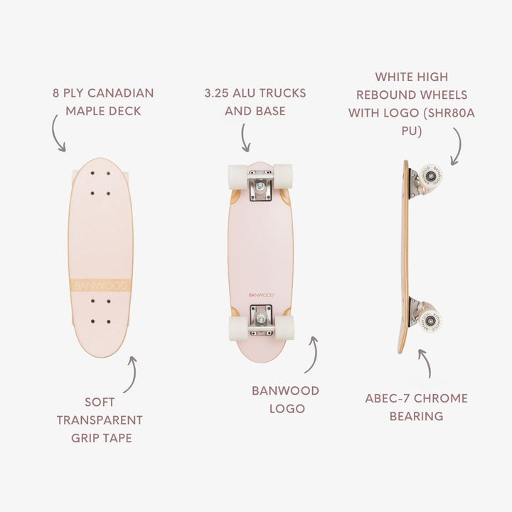 Skateboard - Pink Banwood SKATEBOARD Skateboard - Pink Bonjour Fete - Party Supplies