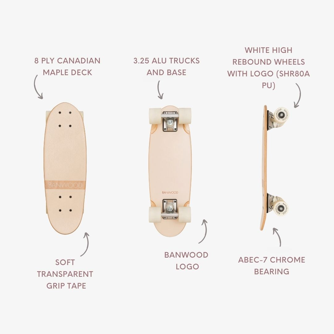 Skateboard - Cream Banwood SKATEBOARD Skateboard - Cream Bonjour Fete - Party Supplies
