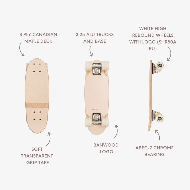 Skateboard - Cream Banwood SKATEBOARD Skateboard - Cream Bonjour Fete - Party Supplies