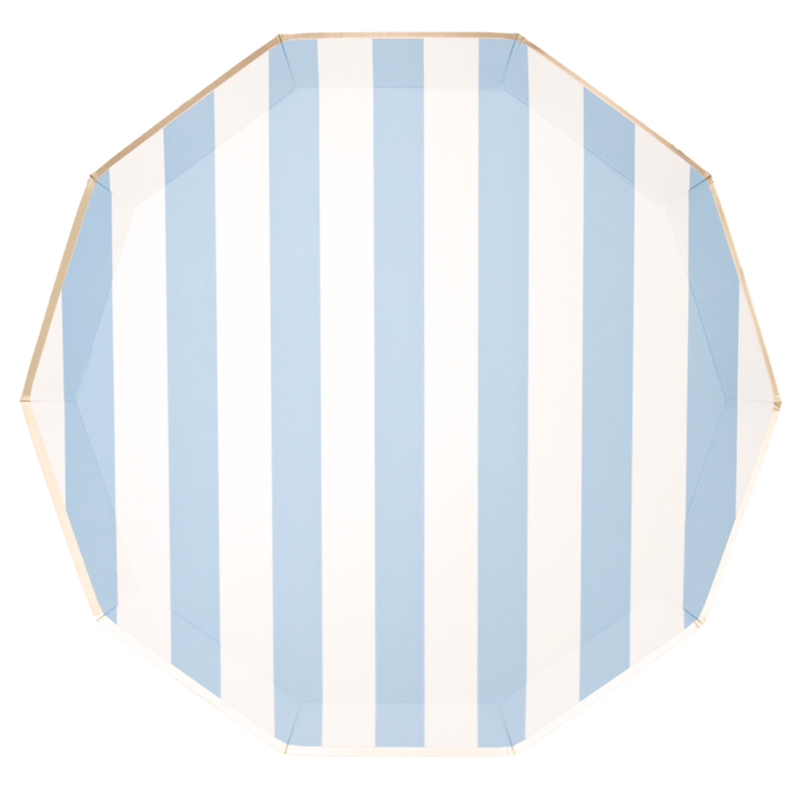 SKY BLUE SIGNATURE CABANA STRIPE PLATES Bonjour Fete Bonjour Fete - Party Supplies