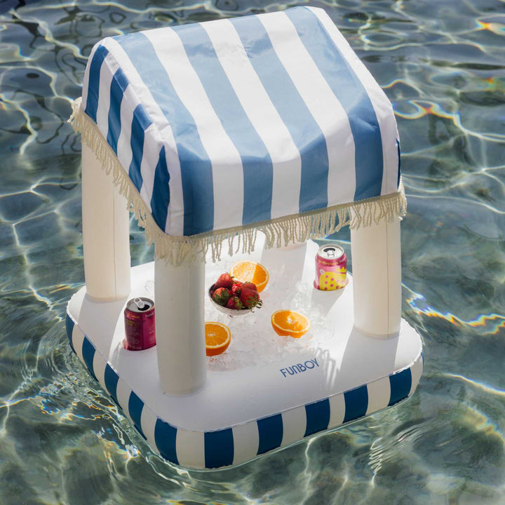 Petite Inflatable Pool Bar, Blue Stripe