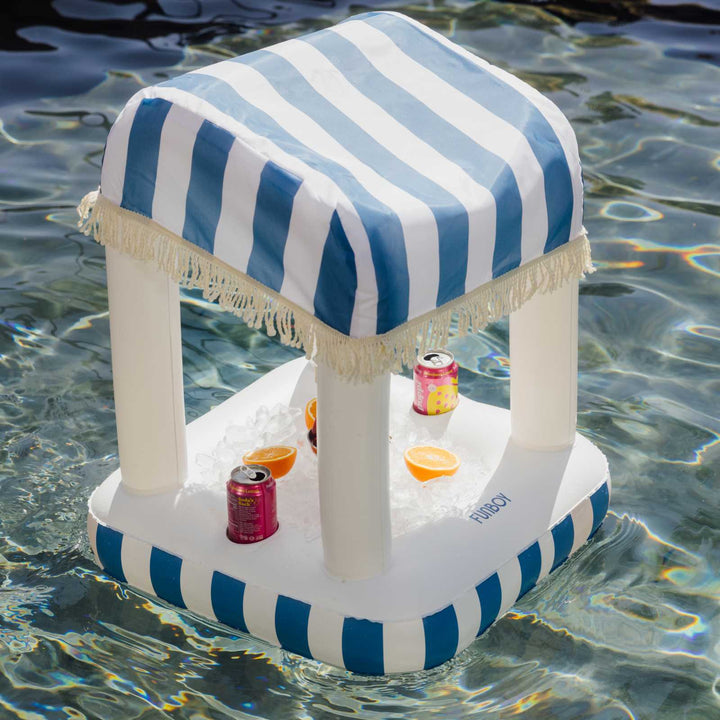 Petite Inflatable Pool Bar, Blue Stripe