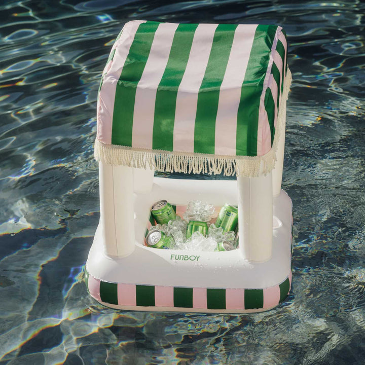 Petite Inflatable Pool Bar, Pink & Green Palm