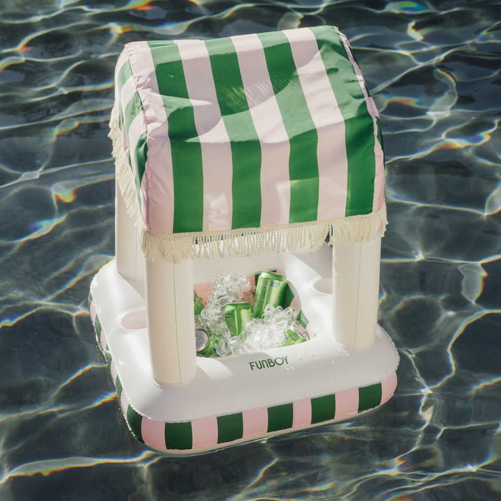 Petite Inflatable Pool Bar, Pink & Green Palm
