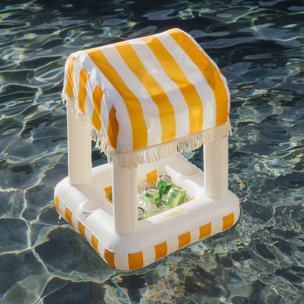 Petite Inflatable Pool Bar, Yellow Stripe
