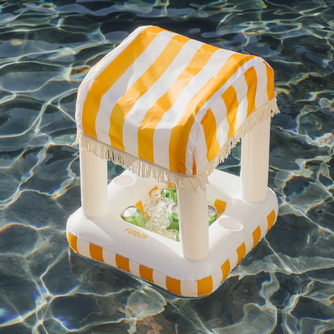 Petite Inflatable Pool Bar, Yellow Stripe