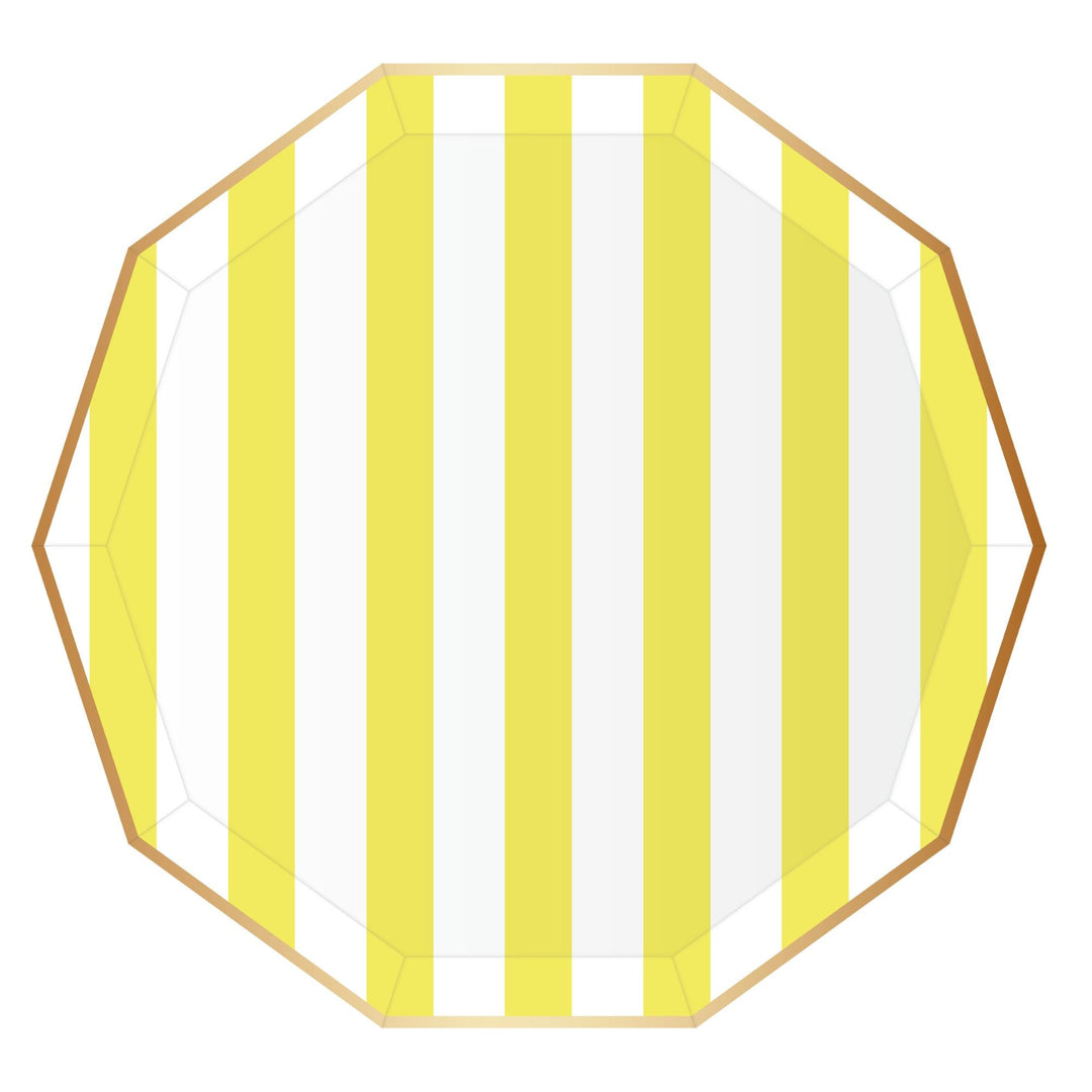 SOLEIL YELLOW CABANA SIGNATURE STRIPE PLATES Bonjour Fete Plates Bonjour Fete - Party Supplies