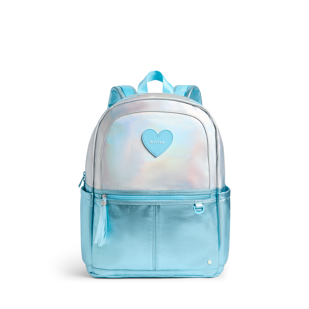 STATE Kane Double Pocket Kids Backpack, Blue Iridescent