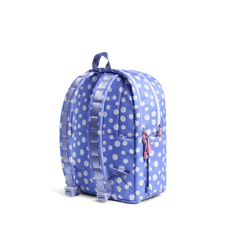 Back of the periwinkle daisy backpack with padded straps