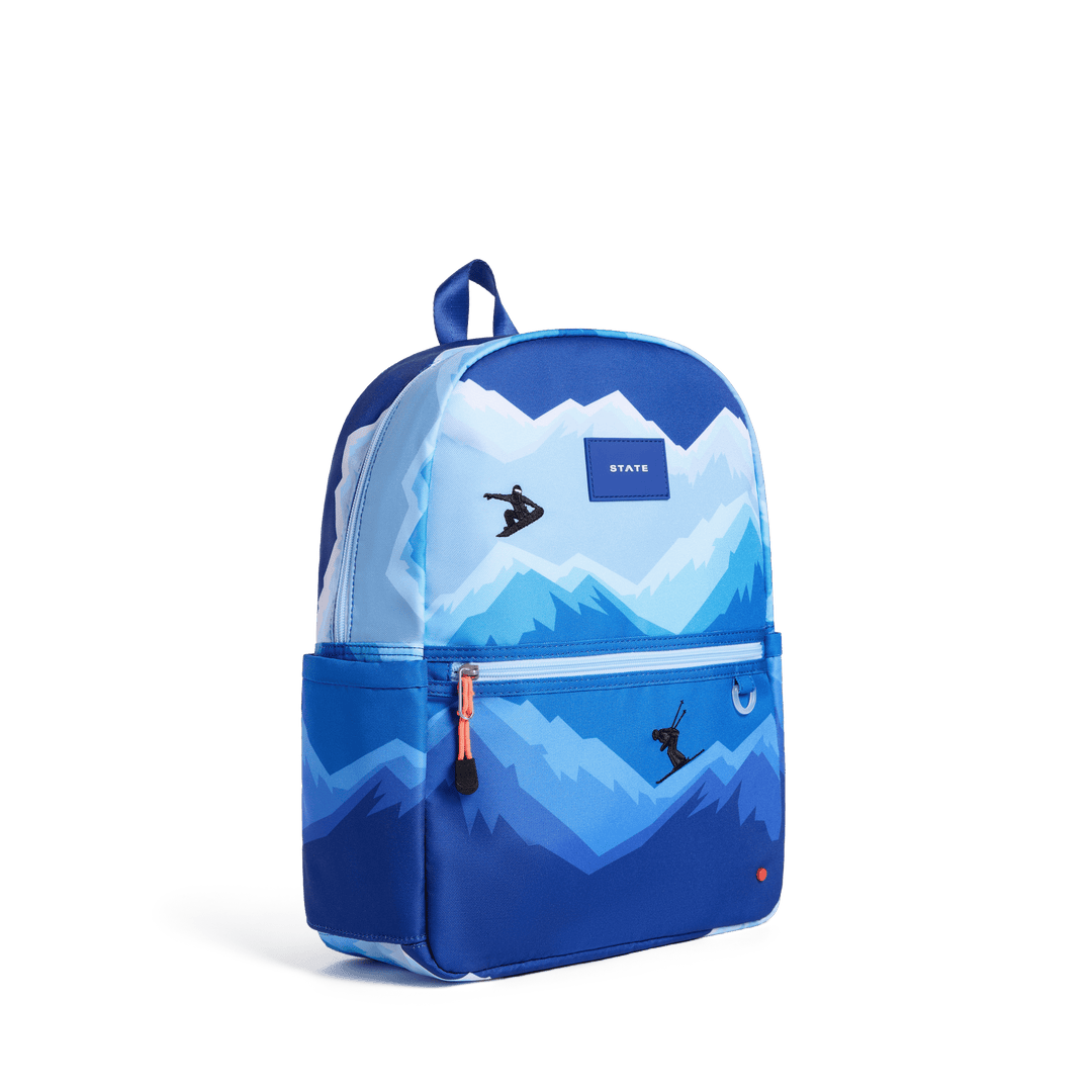Blue Mountains Kane backpack at a three-quarter angle showing the side bottle pocket