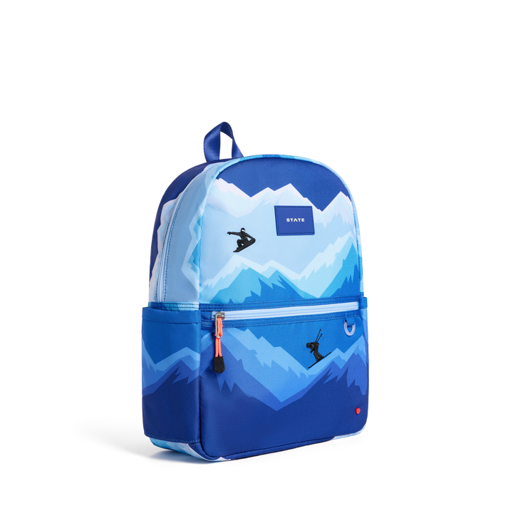 Blue Mountains Kane backpack at a three-quarter angle showing the side bottle pocket