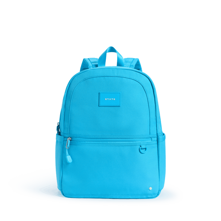 STATE Kane kids backpack in solid bright blue with matching straps, front view