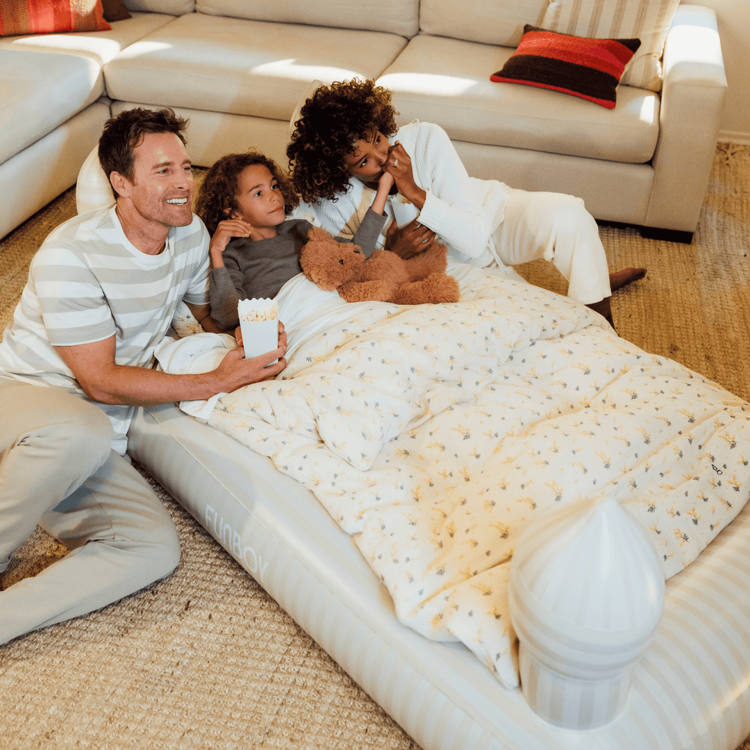 NEUTRAL STRIPE CASTLE KIDS SLEEPOVER AIR MATTRESS Funboy Inflatable Mattress NEUTRAL STRIPE CASTLE KIDS SLEEPOVER AIR MATTRESS Bonjour Fete - Party Supplies