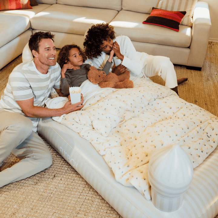 NEUTRAL STRIPE CASTLE KIDS SLEEPOVER AIR MATTRESS Funboy Inflatable Mattress NEUTRAL STRIPE CASTLE KIDS SLEEPOVER AIR MATTRESS Bonjour Fete - Party Supplies