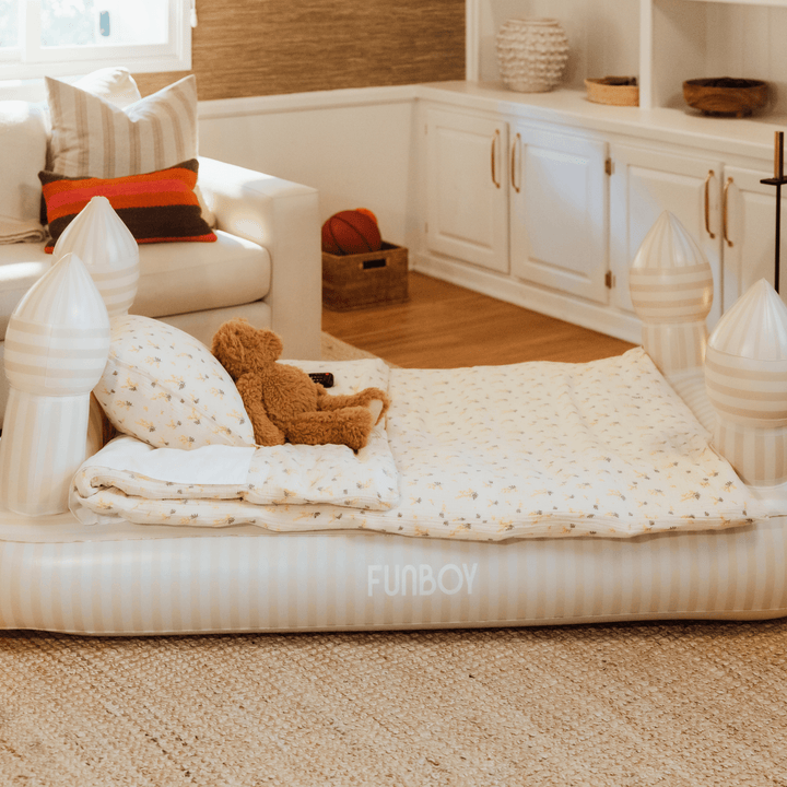NEUTRAL STRIPE CASTLE KIDS SLEEPOVER AIR MATTRESS Funboy Inflatable Mattress NEUTRAL STRIPE CASTLE KIDS SLEEPOVER AIR MATTRESS Bonjour Fete - Party Supplies