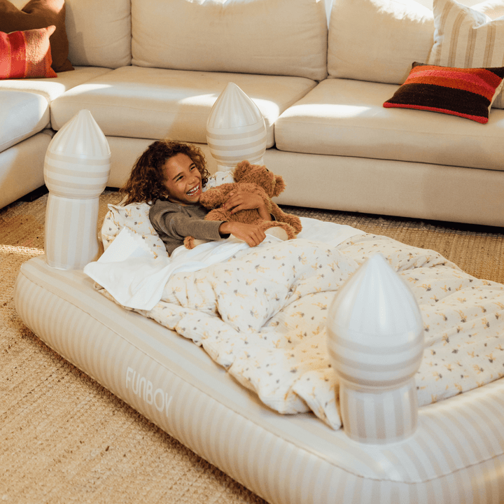 NEUTRAL STRIPE CASTLE KIDS SLEEPOVER AIR MATTRESS Funboy Inflatable Mattress NEUTRAL STRIPE CASTLE KIDS SLEEPOVER AIR MATTRESS Bonjour Fete - Party Supplies
