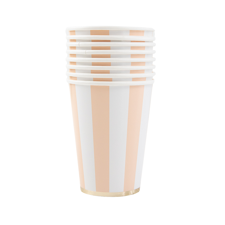 SWEET PEACH CABANA STRIPE CUPS Bonjour Fete Cups Bonjour Fete - Party Supplies