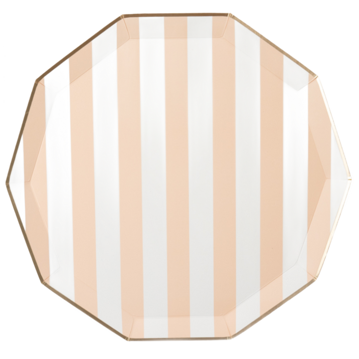 SWEET PEACH SIGNATURE CABANA STRIPE PLATES Bonjour Fete Plates Bonjour Fete - Party Supplies