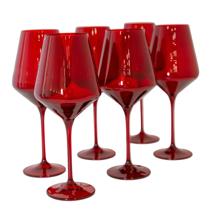 Estelle Colored Wine Stemware - Set of 6 {Red}
