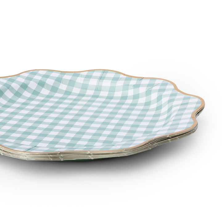Sage Green Gingham Plate Stacked