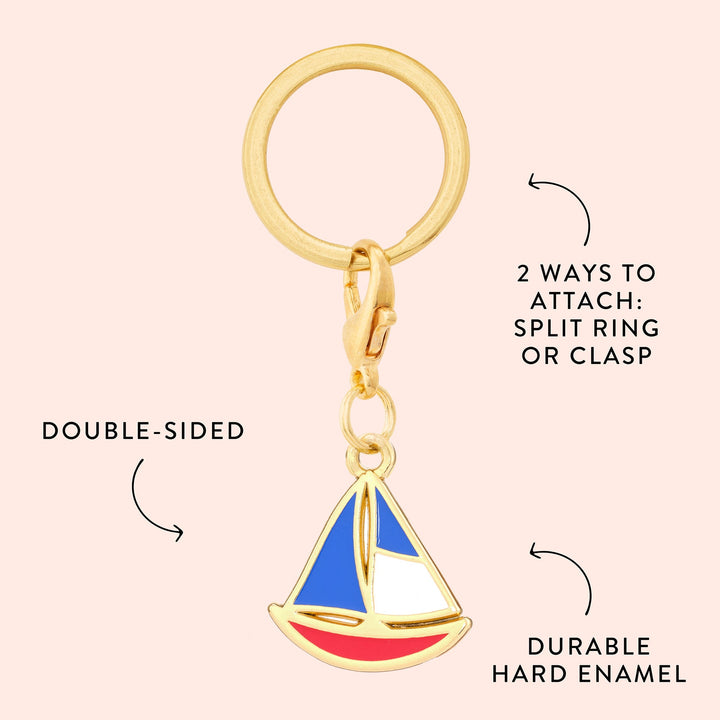 Sailboat charm features and details callout