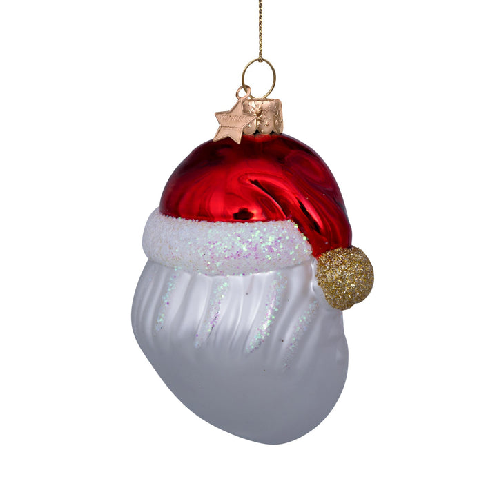 Santa With Heart Glasses Glass Ornament Bonjour Fete Party Supplies Christmas Ornaments